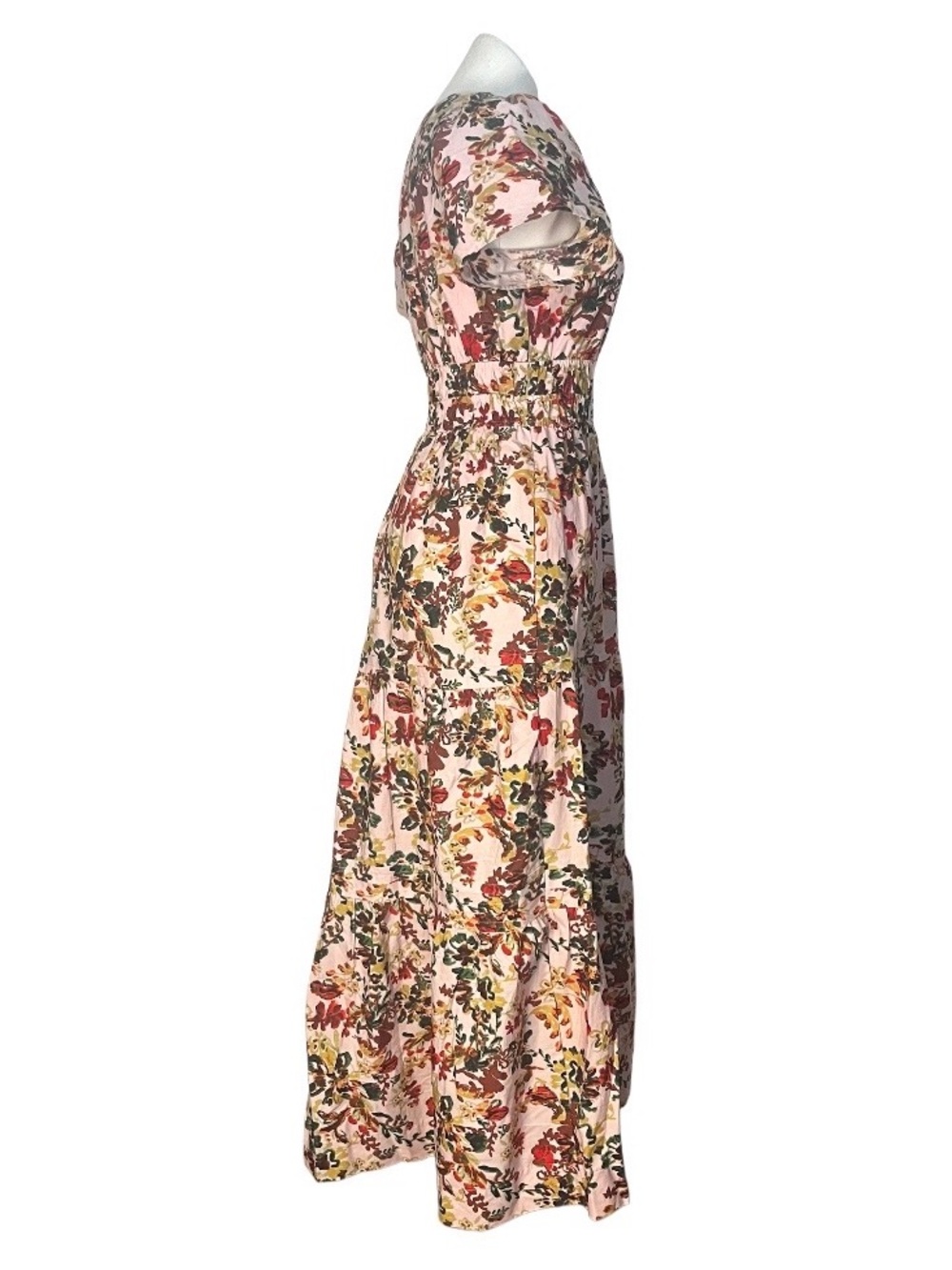 ANTHROPOLOGIE The Somerset Maxi Dress Medium Pink Floral Elastic Waist Size XS - Picture 4 of 12